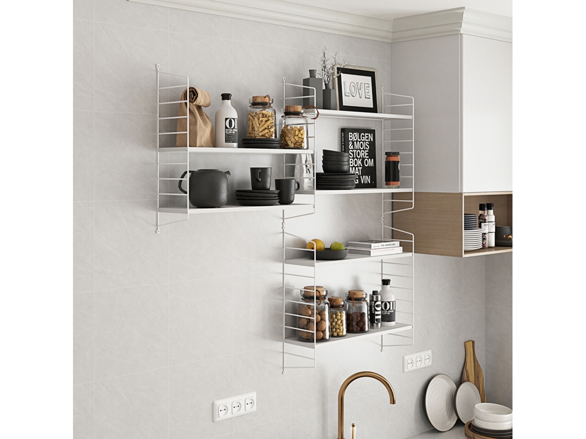 Conjunto de 4 prateleiras de parede de Strängnäs de 3 níveis ajustáveis ​​50 x 60 x 15 cm branco fosco branco [EN.CASA]