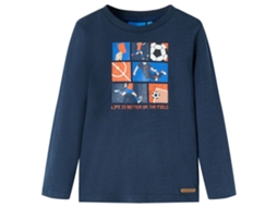 T-shirt De Manga Comprida Para Criança Azul-marinho Mesclado 104