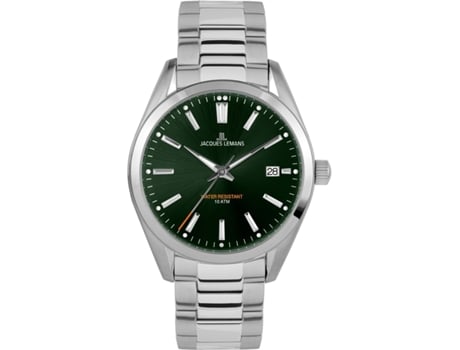Relógio masculino prata aço inoxidável 1-1859H JACQUES LEMANS