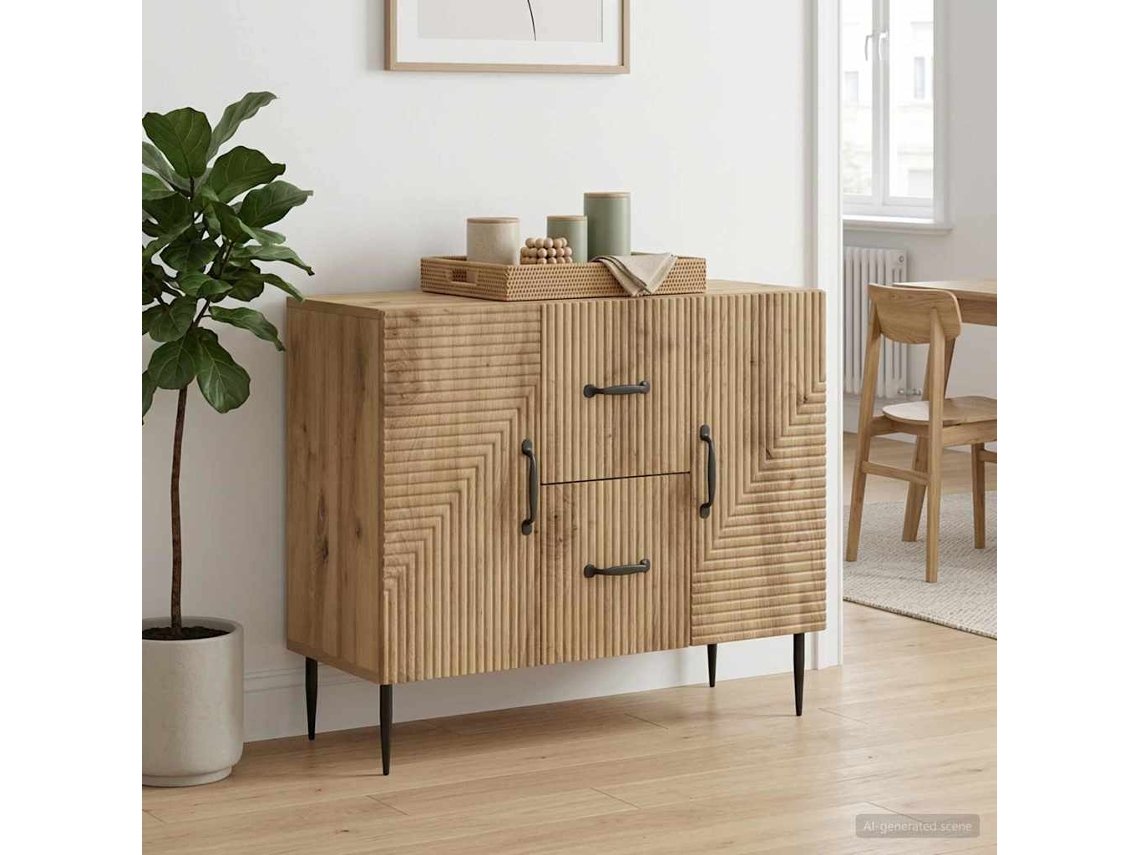 Vidaxl Buffet Carvalho Arttisan 89 X 34,5 X 60 Cm Derivados De Madeira