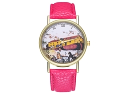 Reloj De Pulsera Analógico De Cuarzo Unisex Con Dial Redondo Color Rosa