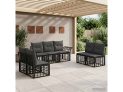 Vidaxl Conjunto De Sofás Para Exterior 7 Pcs Preto E Cinza Escuro