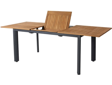 Mesa Extensível de Jardim para 8 Pessoas RED DECO (Cinzento - Madeira de Teca e Alumínio - 84 × 47 × 60cm)