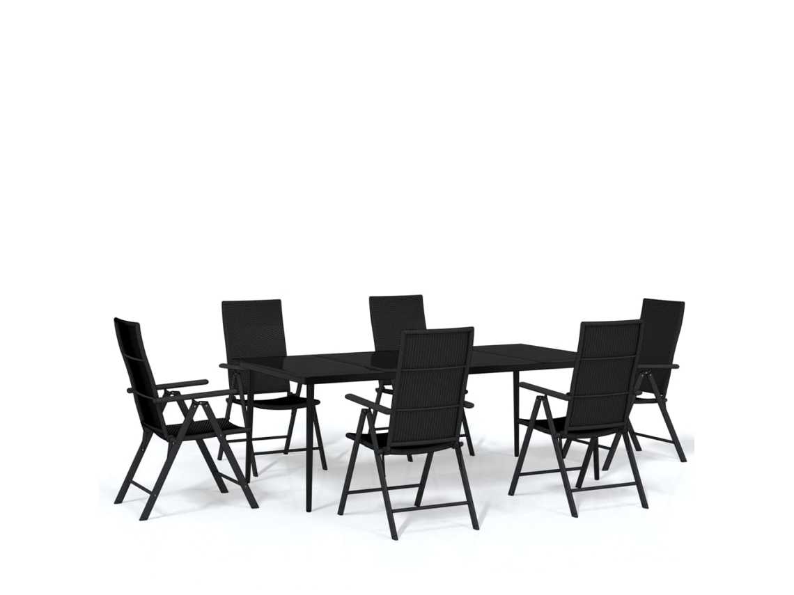 Garden Dining Set, Garden Dining Sets Vidaxl Preto Aço (mesa Com 200 Cm De Comprimento)