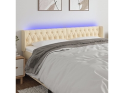 Vidaxl Cabeceira De Cama C/ Luzes Led Tecido 183x16x78/88 Cm Cor Creme