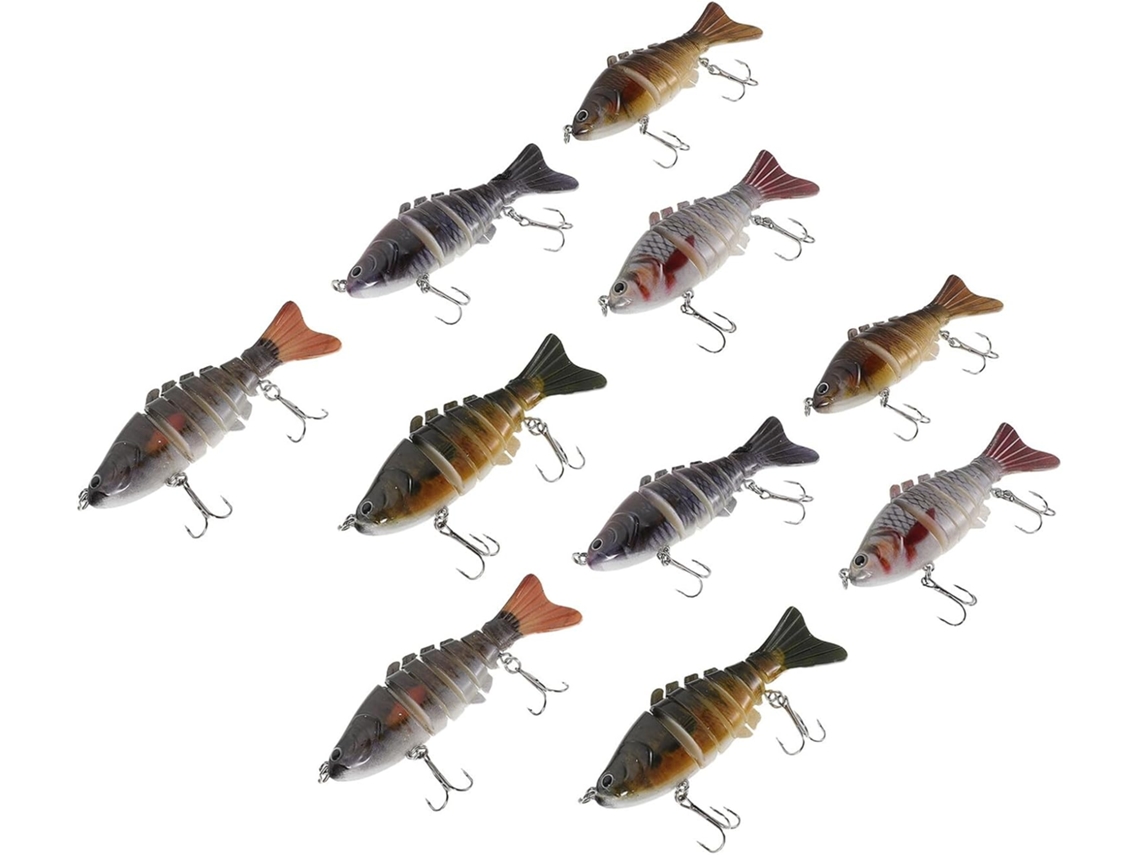 Pacote Com 10 Iscas Rígidas De Plástico Com Várias Seções, 10 Cm.