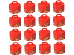 Caixas De Doces Papel Vermelho Octogonais, 50 Unidades