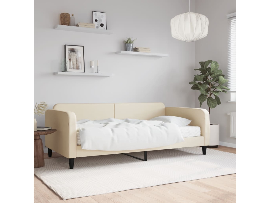 Vidaxl Sofá-cama Com Colchão 80x200 Cm Tecido Cor Creme