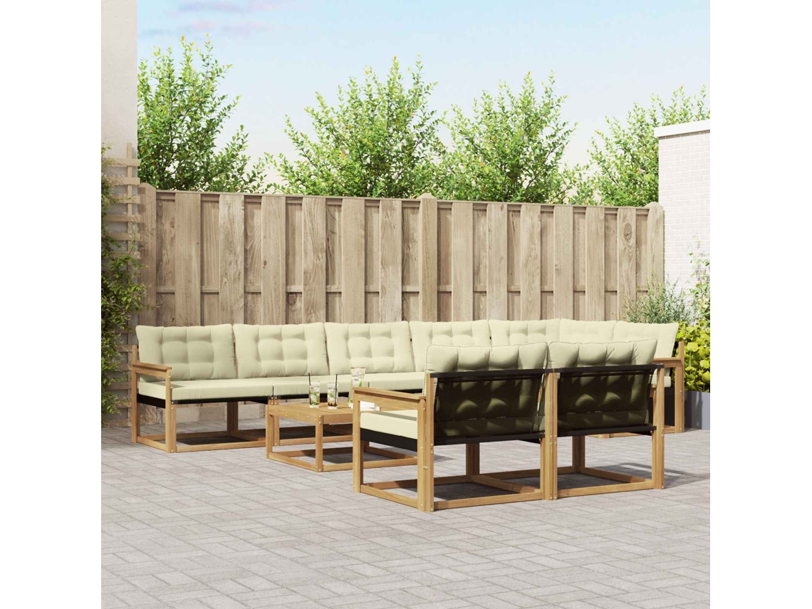 Vidaxl Conjunto De Sofás Para Exterior 9 Pcs Branco E Creme