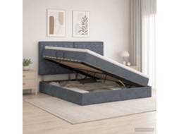 Vidaxl Cama Com Arrumação E Colchão Cinzento-escuro 160 X 200 Cm