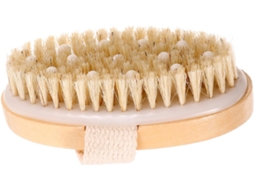 Escova De Banho Bambu Bege Com Cerdas Crina Cavalo E Cabeça Borracha Para Massagem Corporal Limpeza Profunda No