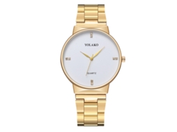 Relógio de pulso Yolako Gold Quartz com pulseira de aço inoxidável para casais
