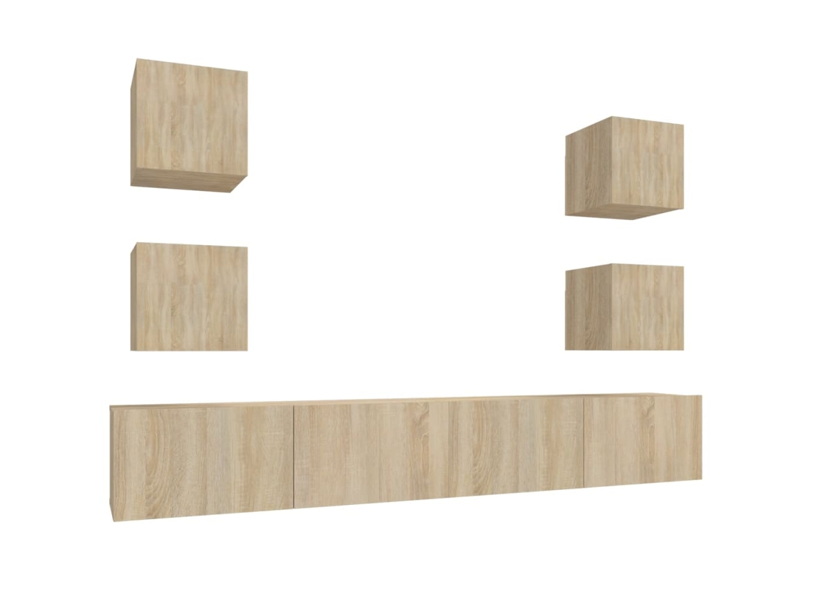 Tv Cabinet Set, Tv Cabinet Sets Vidaxl Marrom Madeira Processada (n/a)