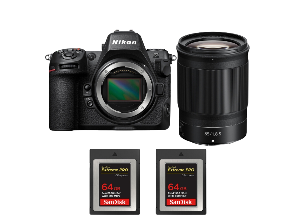 Z8 + Z 85mm F/1.8 S + 2 Sandisk 64gb Extreme Pro Cfexpress Type B Máquina Fotográfica Híbrida Full frame + Ebook Pricedirect NIKON
