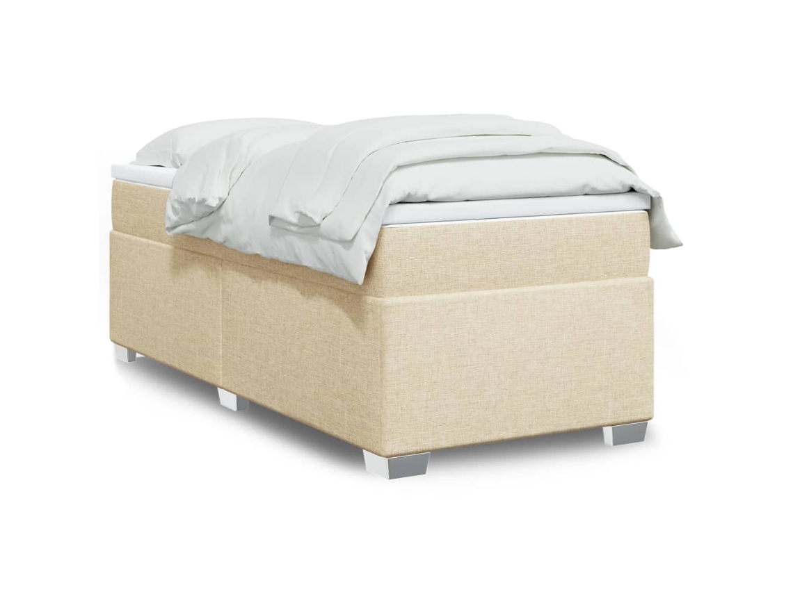 Vidaxl Cama Com Molas/colchão 90x190 Cm Tecido Cor Creme