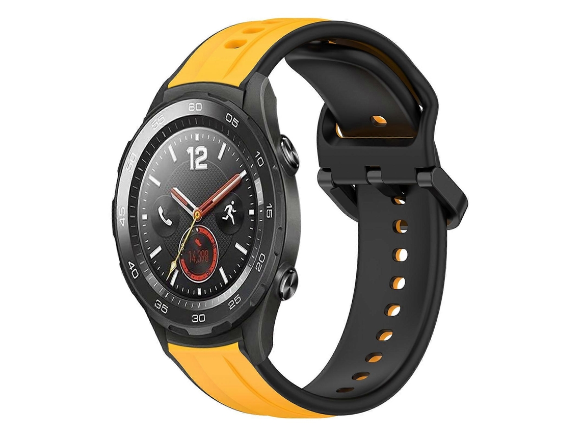 Pulseira De Silicone Bicolor Com Formato Convexo De 20 Mm Para Huawei Watch 2