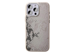 Tkdaddy Jaucase Para Iphone 16 Pro Capa Magnética Textura De Cobra Pu Tpu Capa Traseira De Pc Branca