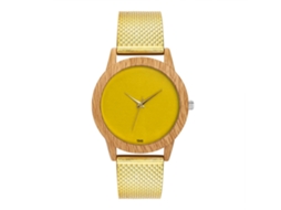 Relógio de quartzo moderno com pulseira de silicone para homens e mulheres, pulseira dourada.