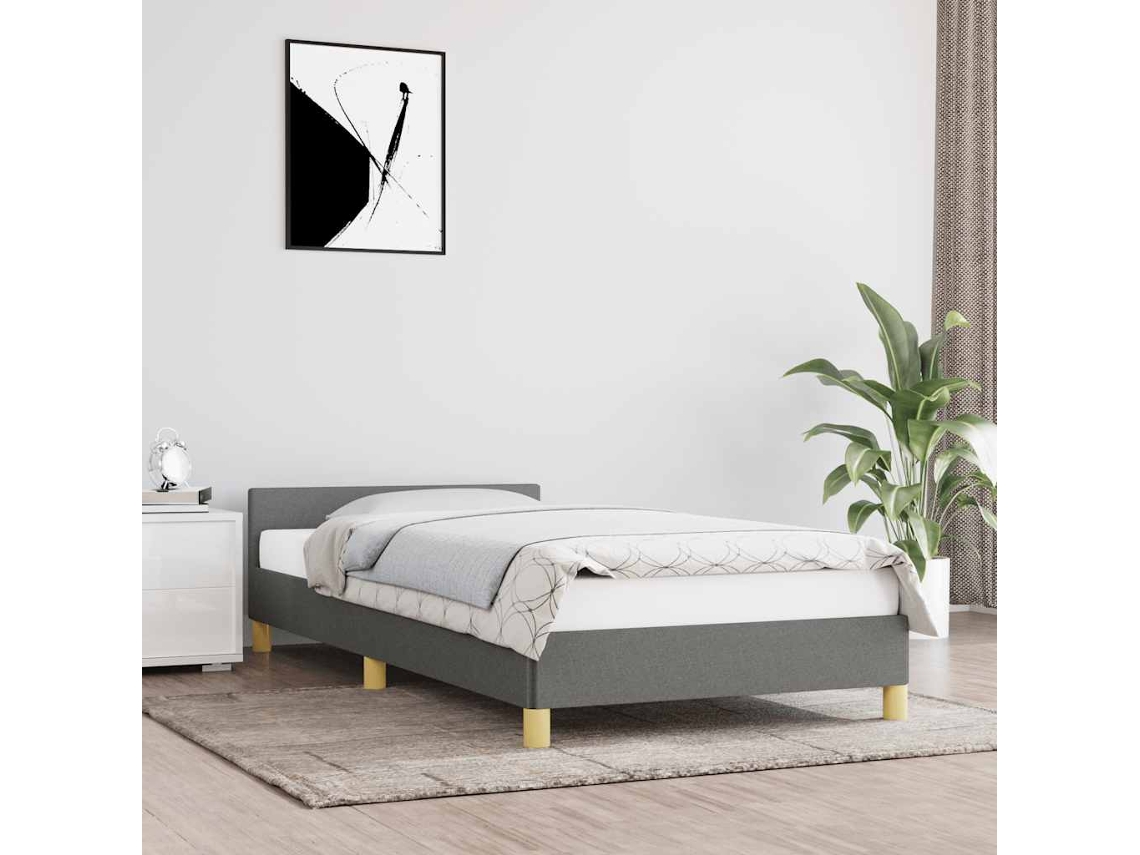 Vidaxl Estrutura De Cama Sem Colchão 90x200 Cm Tecido Cinzento-escuro