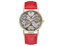 Relógio de pulso Zhoulianfa Fashion Quartz com pulseira de couro PU (vermelho) unissex