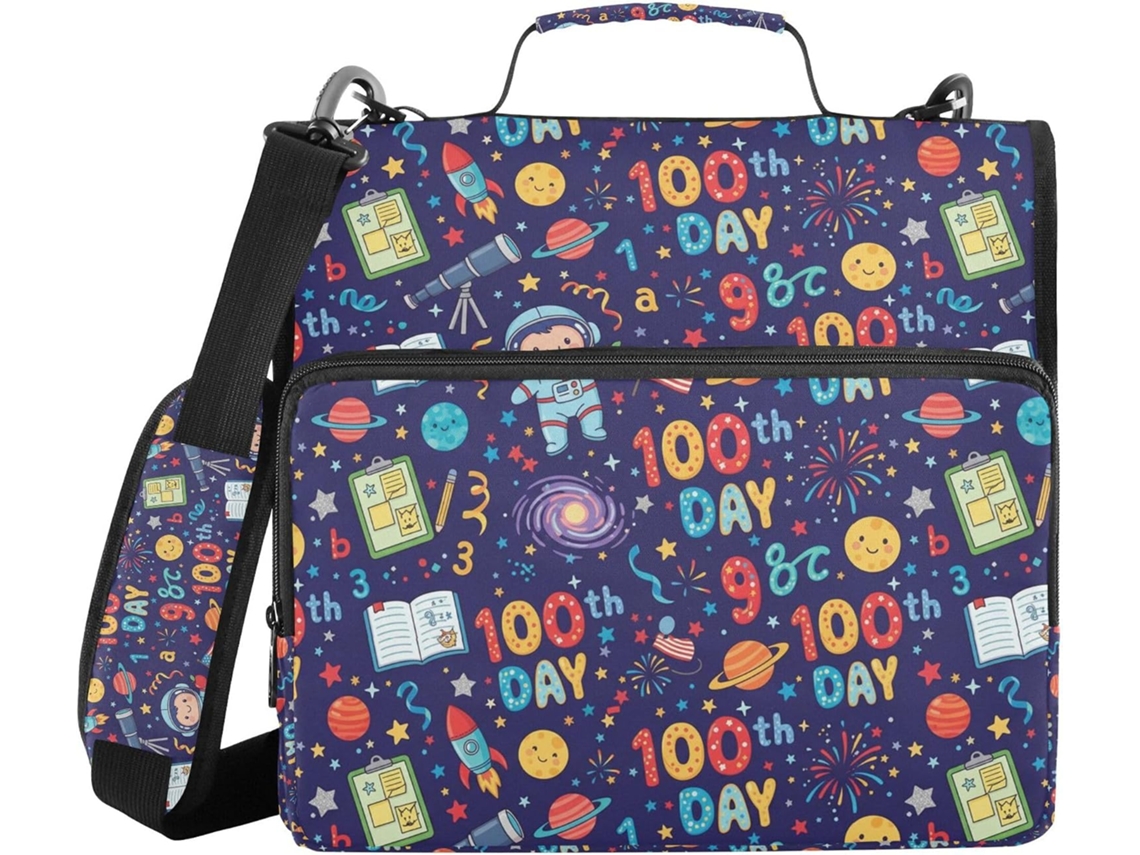 Pasta Galaxy Com Bolsos Extras, Alça De Ombro, Vários Bolsos De 3, 8cm, 3 Estojos Lápis Com Sino