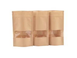 50 Sacos reutilizáveis Nova Line com fecho ziplock, papel kraft, 9x14cm | S/MARCA
