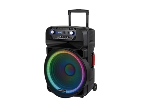 Caixa de coluna ativa 60 Watt Kruger Matz (com 2 microfones sem fios UHF, SD, Bluetooth, FM, USB e LED)