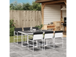 Vidaxl 7 Pcs Conj. De Jantar P/ Jardim C/ Almofadões Textilene Branco
