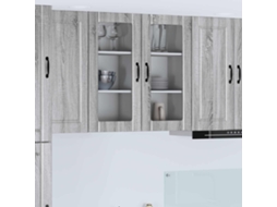 Vidaxl Armário De Vidro De Parede Porto 2 Unid. Cinza Sonoma