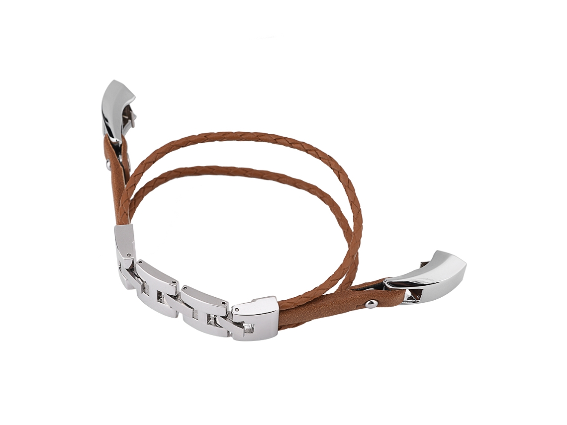 Cinto De Couro Marrom Tamanho G Para Fitbit Ionic