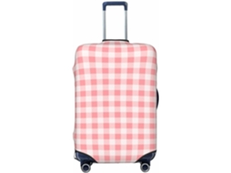Capa para Mala Novastar Quadrada com Estampa Xadrez Rosa 53 Cm Tecido Poliéster Zíper Férias Viagens | S/MARCA