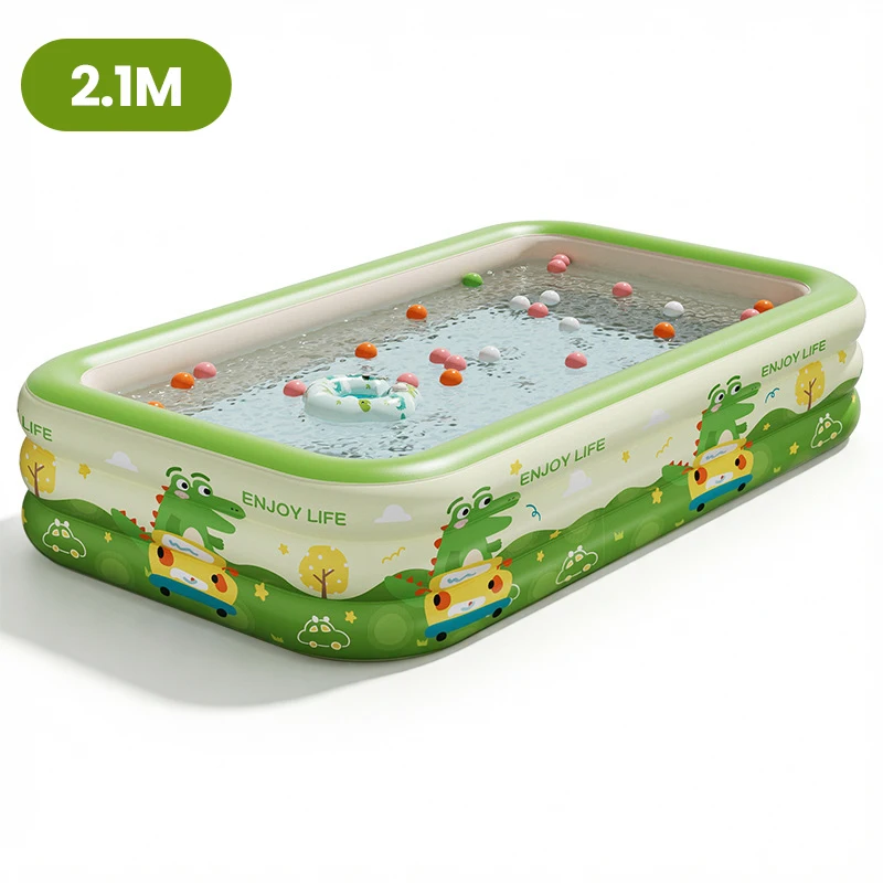 Piscina Inflável Doméstica (2,1 M), Modelo Reforçado, Ideal Para Quintal E Brincadeiras Aquáticas Em Família.