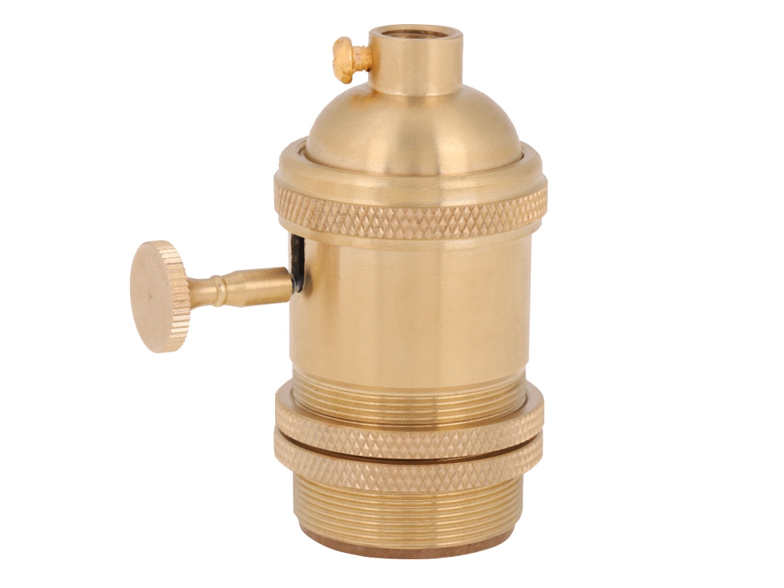 Suporte de Lâmpada de Cobre Vintage com Interruptor para E27