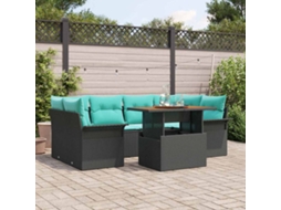 Vidaxl Conjunto De Sofá De Jardim 7 Unid. Preto Rattan Sintético