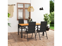 Vidaxl 5 Pcs Conjunto De Jantar Para Jardim Preto E Castanho