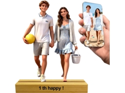 Porta, Retratos Personalizados Com Luz Noturna, Estatueta De Casal Em Estilo Cartoon Feita A Partir De Foto, O