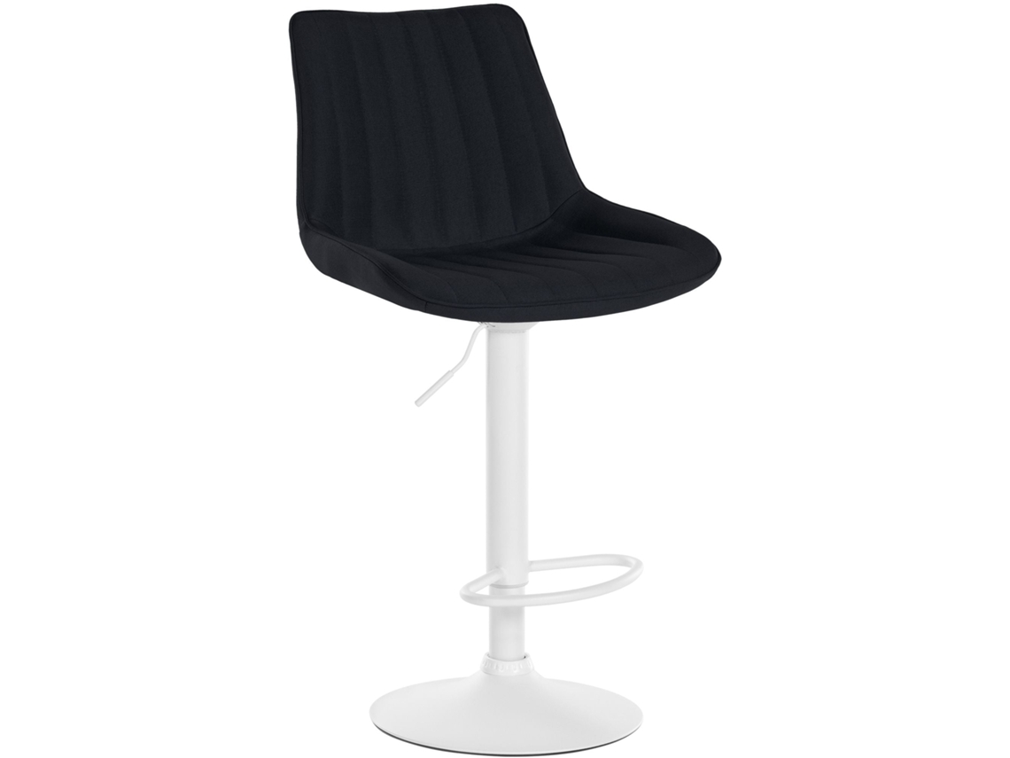 Banqueta de bar X1, altura ajustável, giro de 360°, assento em tecido preto, costura vertical, base de metal branco 10_0006041