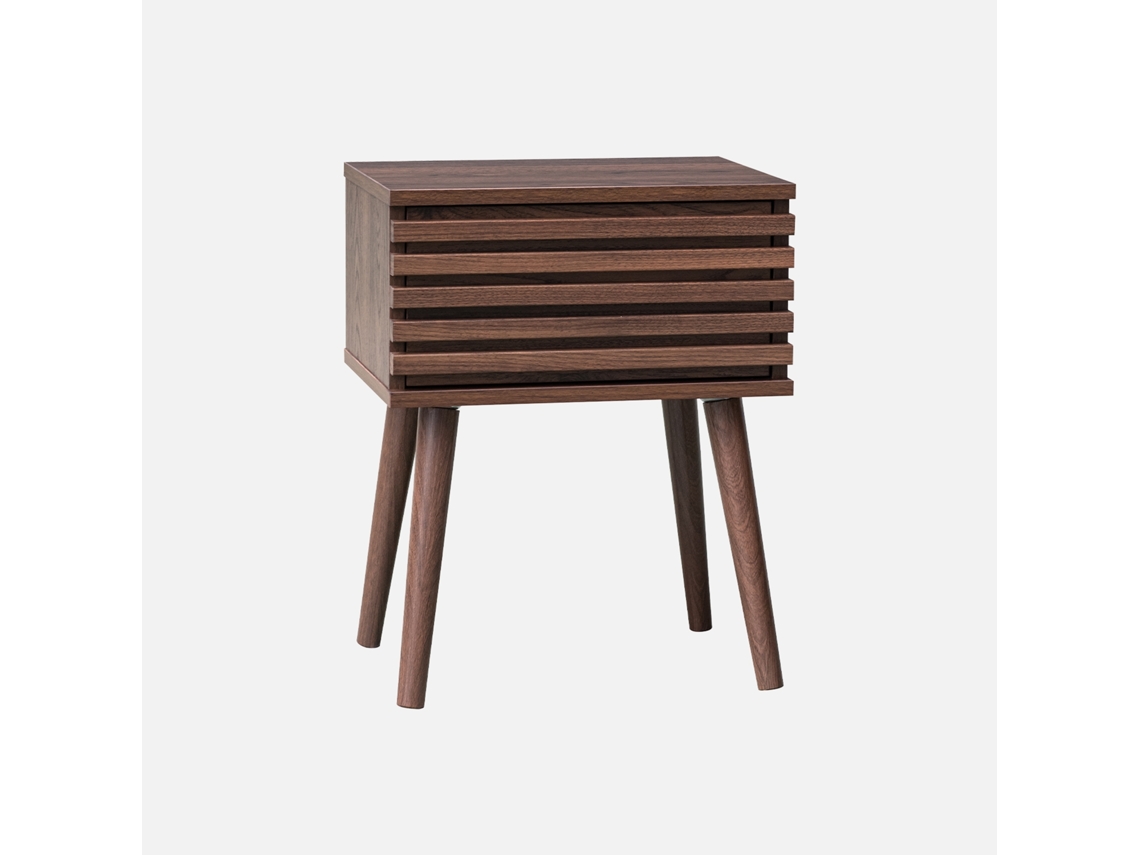 Mesa de Cabeceira com Efeito Madeira Ranhurada Madeira de Nogueira SWEEEK