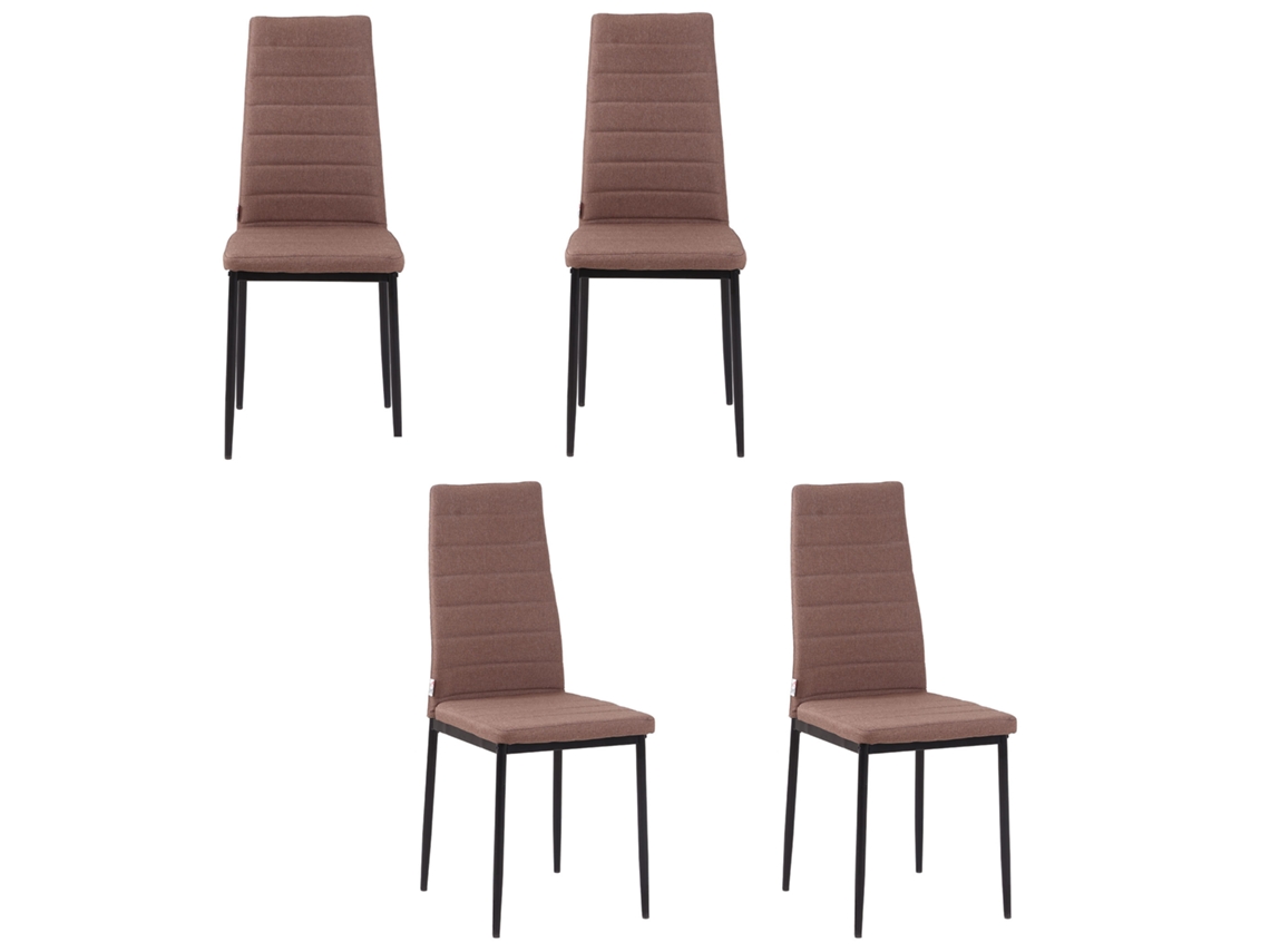 Conjunto Poltronas Tecido Estofadas Metal Para Sala Jantar E Cozinha 4 Cáqui