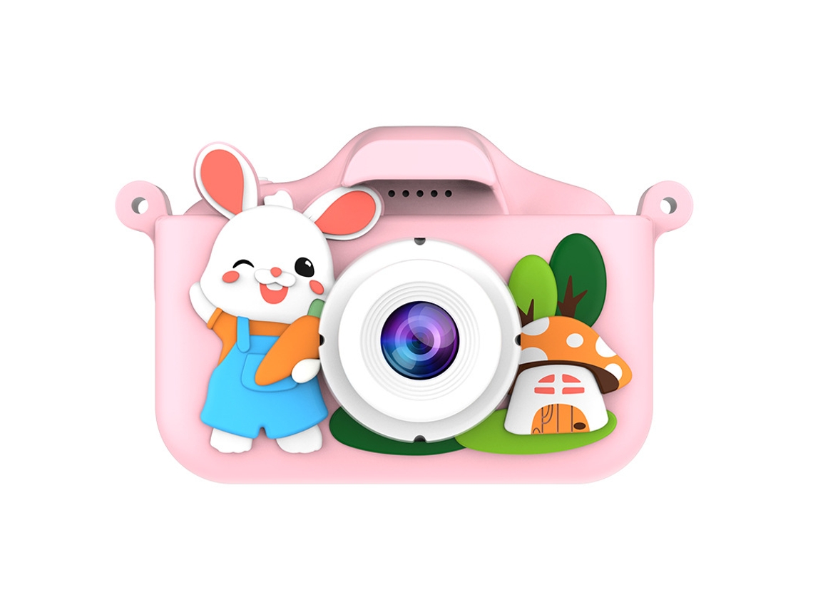 Câmera Dupla Hd Infantil de Desenho Animado (cartão de Memória Não Incluído) YUNZII (coelho Cogumelo Rosa com Câmera Dupla de Alta Definição)