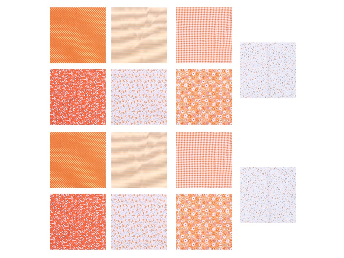 Conjunto de Pano de Algodão Estampado Floral 25x25cm para Costura DIY Artesanal Acessórios de Bordado | S/MARCA