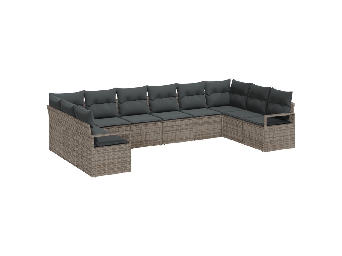 Conjunto 10 Conjunto De Móveis De Jardim Vidaxl Cinzento Vime Pe (344 X 177 X 85 Cm)