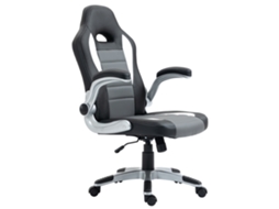 Cadeira de Escritório Ajustável 65x69x112 122 Cm Cinza (apoios de Braço Rebatíveis, 5 Rodas, Carga 120 Kg)