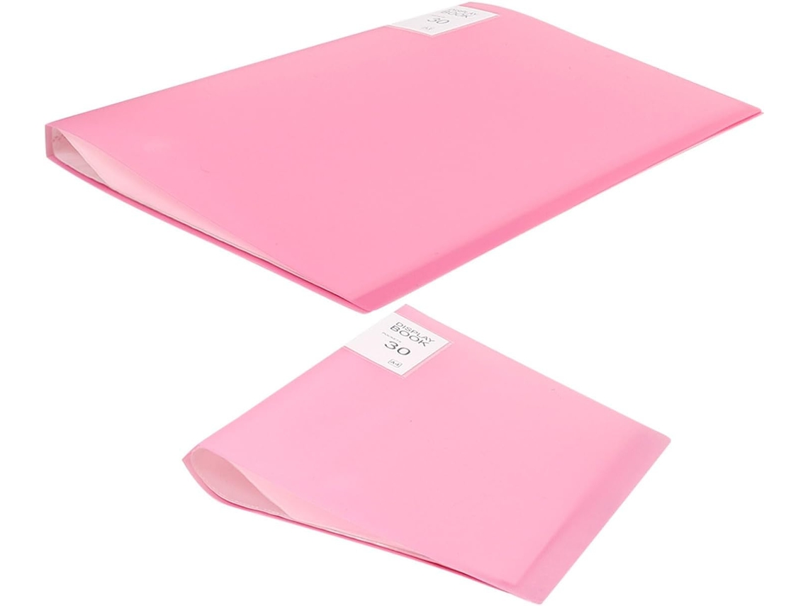 2-pastas Organizadoras De Desenho Rosa Em Plástico Com Estampa Gemas, 30 Páginas E Bolsos, Leves E Resistentes