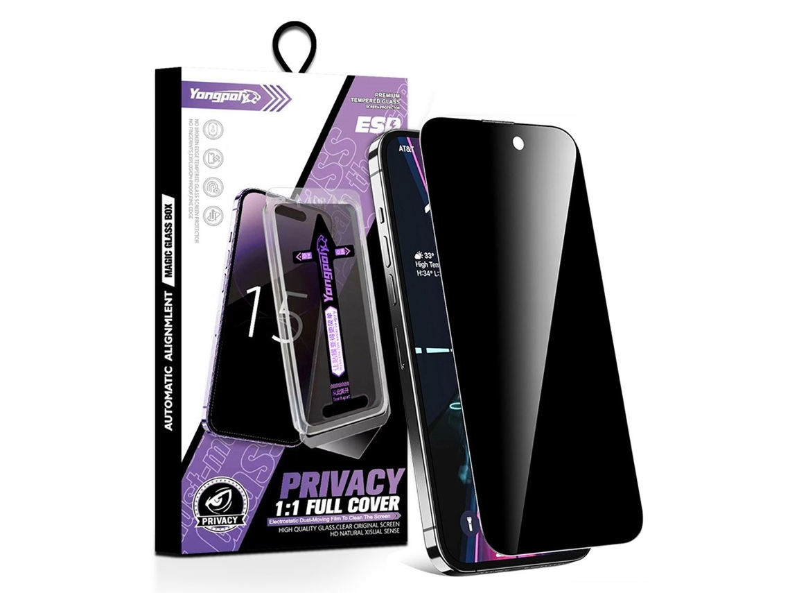 Protetor De Tela Privacidade Yongpoly Para Iphone 17 Pro Max Em Vidro Temperado