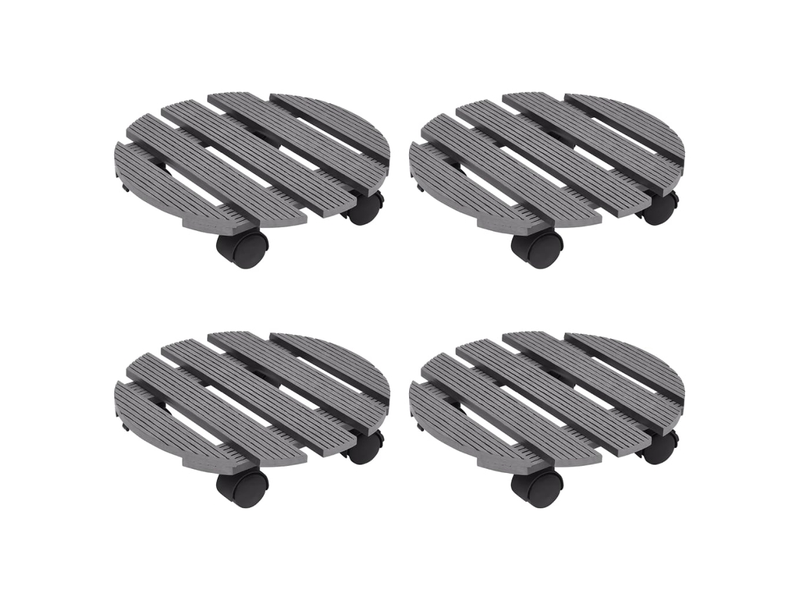 Vidaxl Carrinhos Para Vasos 4 Pcs Ø30x7,5 Cm Wpc Cinzento