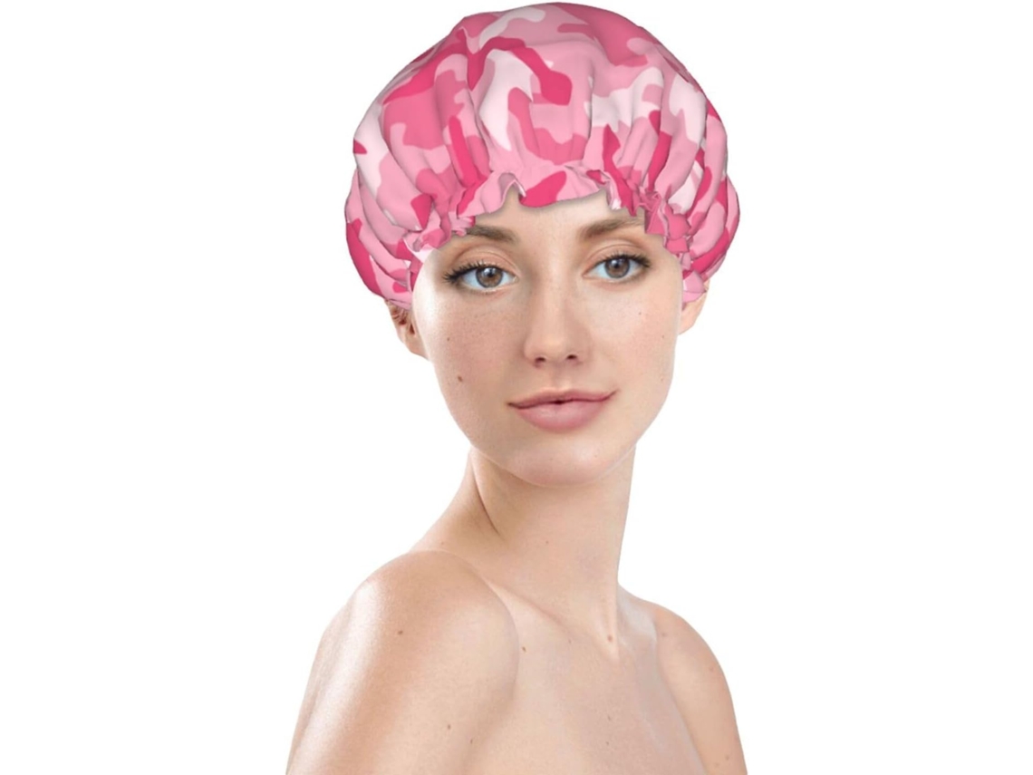 Touca De Banho Feminina, Reutilizável, Impermeável, Dupla Camada, Com Elástico, Ideal Para Cabelos Longos, Estampa