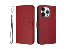 Capa Tipo Carteira Para Iphone 16 Pro Com Bloqueio Rfid E Textura De Bezerro, Capa De Couro Com Alça, Vinho Tinto
