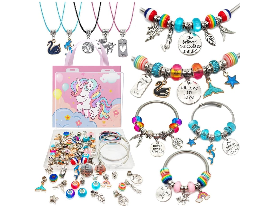 Kit Diy Para Criar Pulseiras Com Contas E Correntes, 71 Peças Elysve