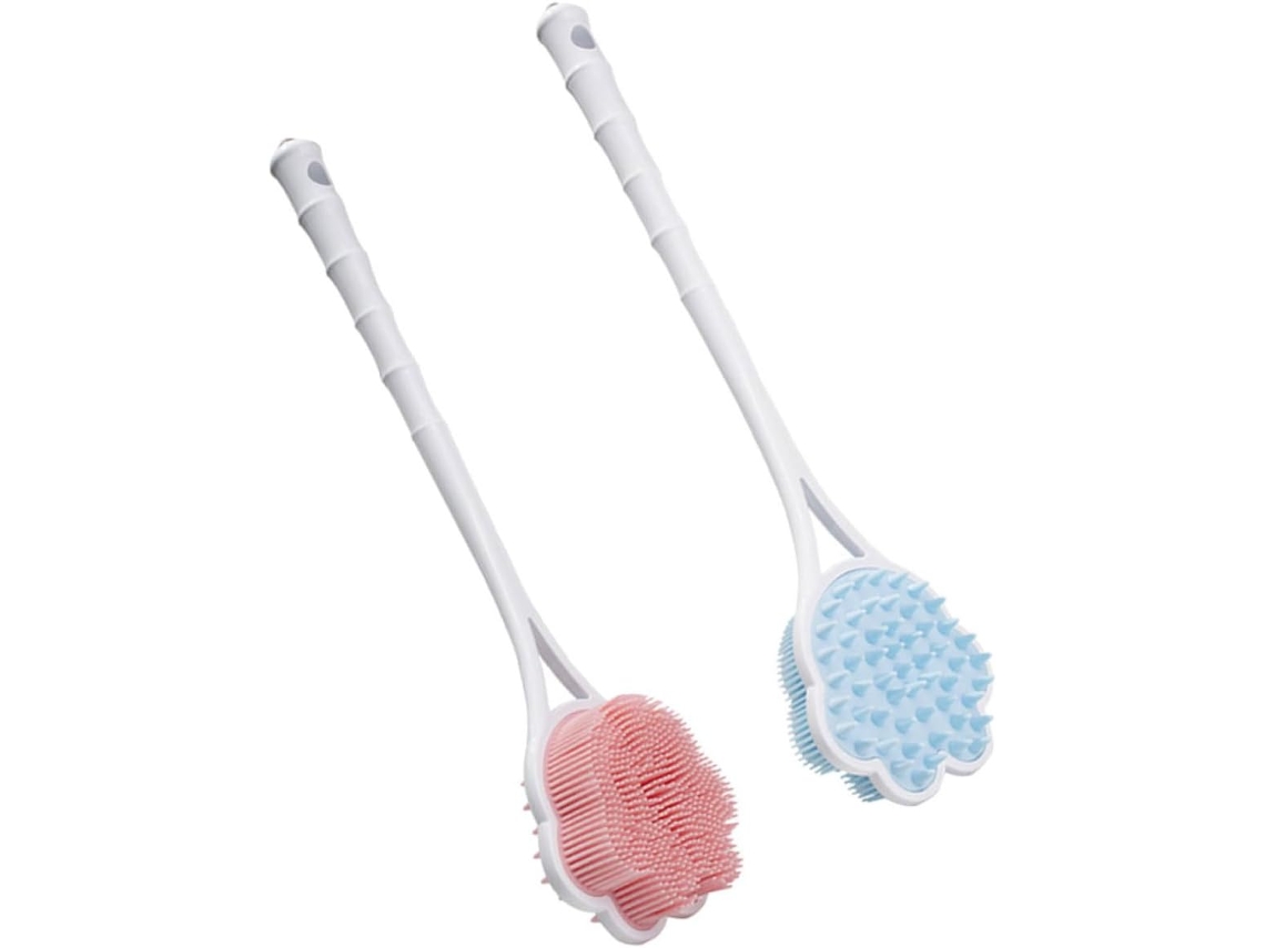Escova De Banho Healeved Com Cabeça Silicone Macia E Cabo Longo Esferas Massagem, 2 Peças, Textura Confortável, Design